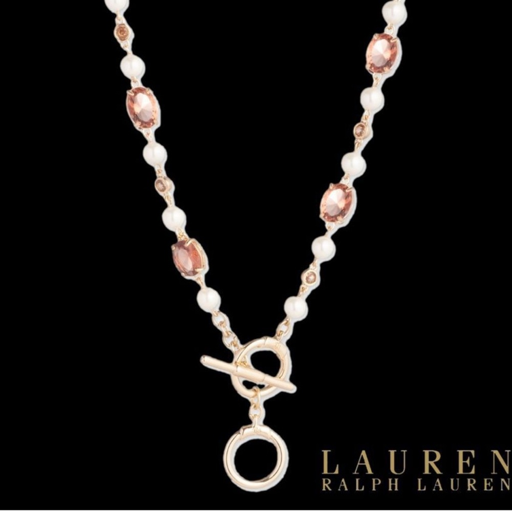 NWT Ralph Lauren - Stone & Pearl Toggle Necklace. - Picture 4 of 6